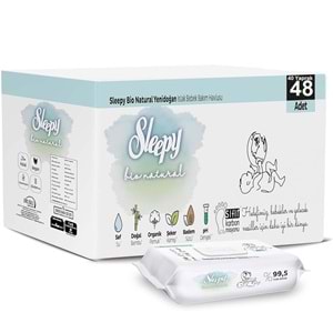 Sleepy Islak Havlu Mendil Bio Natural 40 Yaprak Yeni Doğan (48 Li Set) Plastik Kapaklı 1920 Yaprak