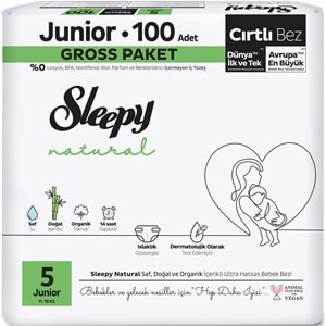 Sleepy Bebek Bezi Natural 5 Beden 11-18 KG Junior 300 Adet Ekonomik Fırsat Gross Pk