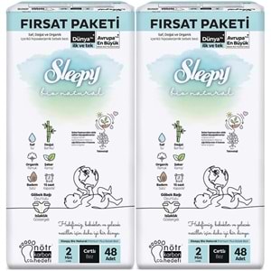 Sleepy Bebek Bezi Bio Natural 2 Beden 3-6 KG Mini 96 Adet Ekonomik Fırsat Pk