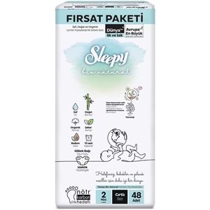 Sleepy Bebek Bezi Bio Natural 2 Beden 3-6 KG Mini 240 Adet MeGa Fırsat Pk