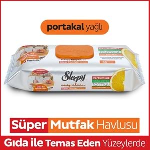 Sleepy Easy Clean Yüzey Temizlik Mutfak Havlusu -Mendili 50 Yaprak Portakal Yağlı (5Li Set) 250Yprk
