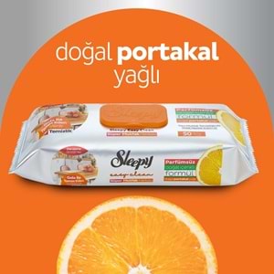 Sleepy Easy Clean Yüzey Temizlik Mutfak Havlusu -Mendili 50 Yaprak Portakal Yağlı (9Lu Set) 450Yprk