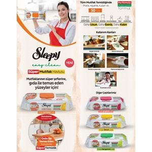 Sleepy Easy Clean Yüzey Temizlik Mutfak Havlusu -Mendili 50 Yaprak Portakal Yağlı (9Lu Set) 450Yprk