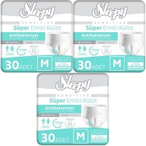 Sleepy Yetişkin Bezi Emici Külot M - Orta - Medium 90 Adet (3PK*30)