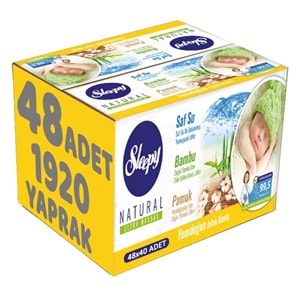Sleepy Islak Havlu Mendil Pamuklu Yenidoğan Natural Bambu 40 Yaprak 48 Li Set (1920 Yaprak)