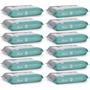 Sleepy Perine Bölgesi ve Vücut Temizleme Islak Mendil Havlu 50 Yaprak (Ebat 4XL) (12 Li Set)