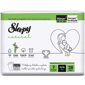 Sleepy Bebek Bezi Natural 7 Beden 20-30 KG XXLarge 56 Adet 2PK*28