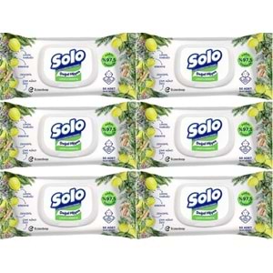Solo Islak Havlu Mendil 50 Yaprak Limon & Biberiye (6 Lı Set) (2PK*3) 300 Yaprak