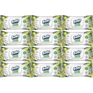 Solo Islak Havlu Mendil 50 Yaprak Limon & Biberiye (12 Li Set) (4PK*3) 600 Yaprak