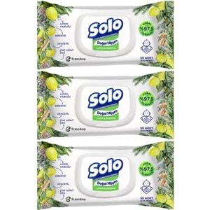 Solo Islak Havlu Mendil 50 Yaprak Limon & Biberiye (48 Li Set) (16PK*3) 2400 Yaprak