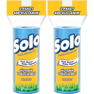 Solo Hijyenik Temizlik Bezi (İç adet 20 Li) (Kokusuz ve Hızla Kuruyan) (2 Li Set)
