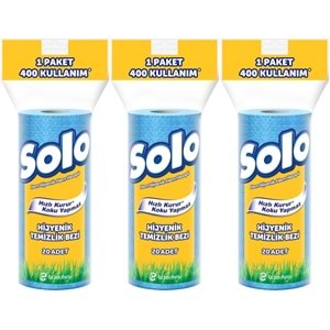 Solo Hijyenik Temizlik Bezi (İç adet 20 Li) (Kokusuz ve Hızla Kuruyan) (3 Lü Set)