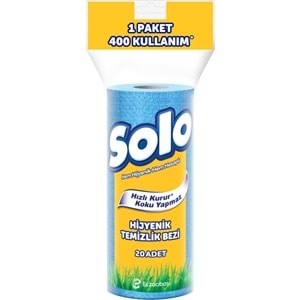 Solo Hijyenik Temizlik Bezi (İç adet 20 Li) (Kokusuz ve Hızla Kuruyan) (3 Lü Set)