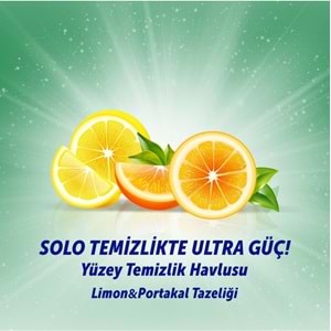 Solo Yüzey Temizlik Havlusu - Mendili 100 Yaprak Limon & Portakal Tazeliği (12 Li Set) 1200 Yaprak