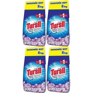 Tursil Matik Toz Çamaşır Deterjanı 32KG Leylak Bahçesi (212 Yıkama) Renkli/Beyazlar (4PK*8KG)