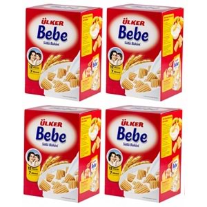 Ülker Sütlü Bebe Bisküvisi 800GR (12 Vitaminli 7 Minarelli) Kutu (4 Lü Set)