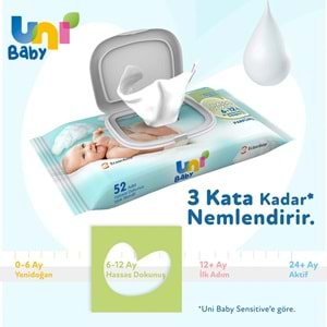 Uni Baby Islak Havlu Hassas Dokunuş 52 Yaprak (27 Li Set) 1404 Yaprak (9PK*3)