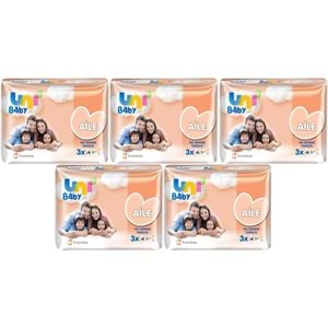 Uni Baby Islak Havlu Mendil Aile 52 Yaprak (15 Li Set) 780 Yaprak (5PK*3)