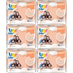 Uni Baby Islak Havlu Mendil Aile 52 Yaprak (18 Li Set) 936 Yaprak (6PK*3)