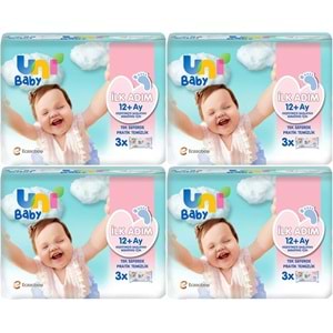 Uni Baby Islak Havlu Mendil İlk Adım 52 Yaprak (12 Li Set) 624 Yaprak (4PK*3)