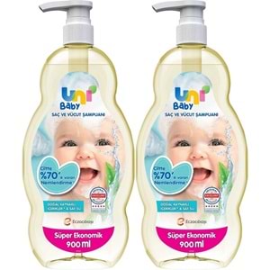 Uni Baby Bebek Saç ve Vücut Şampuanı 900ML Klasik (Pompalı) (2 Li Set)