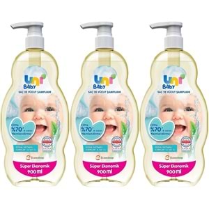 Uni Baby Bebek Saç ve Vücut Şampuanı 900ML Klasik (Pompalı) (3 Lü Set)