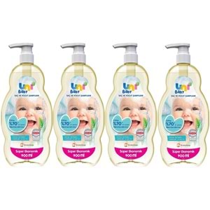 Uni Baby Bebek Saç ve Vücut Şampuanı 900ML Klasik (Pompalı) (4 Lü Set)