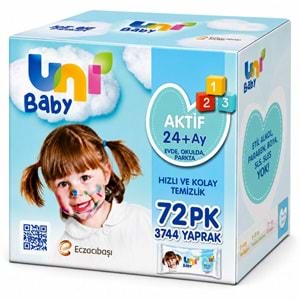 Uni Baby Islak Havlu Mendil 52 Yaprak Aktif 72 Li Set (18PK*4) 3744 Yaprak