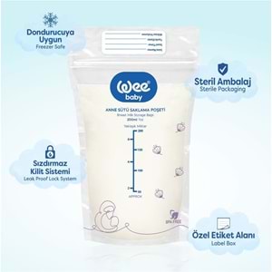 Wee Baby Anne Sütü - Süt Saklama Poşeti 120 Li Set (Dondurucuya Uygun) (6PK*20)