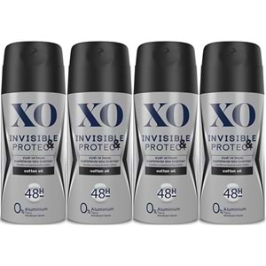 XO Deodorant 150ML Men-Erkek Invisible & Protect (4 Lü Set)