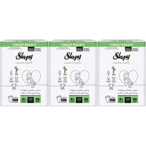 Sleepy Bebek Bezi Naturel 4+ Beden 9-16 KG Maxi Plus 198 Adet Aylık Fırsat Pk