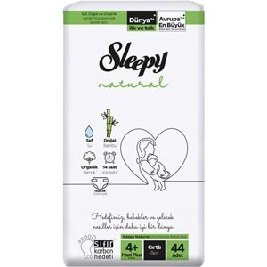 Sleepy Bebek Bezi Natural 4+ Beden (9-16 KG) Maxi Plus 176 Adet Avantaj Fırsat Pk