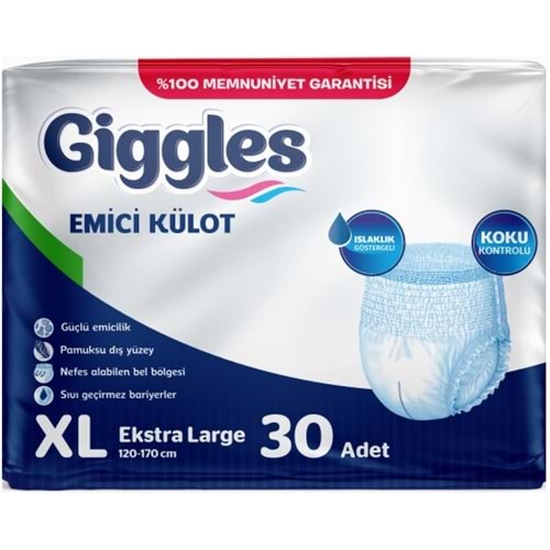 Giggles Yetişkin Bezi Emici Külot Ekstra Büyük (XL) 30 Adet Tekli Pk