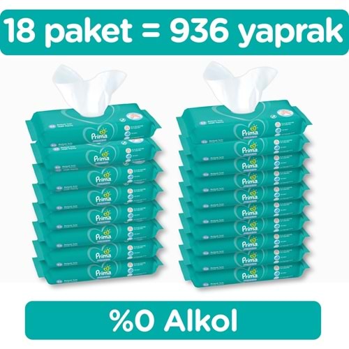 Prima Islak Havlu Mendil Temiz ve Ferah (Bitki Bazlı) 18 Li Set (6PK*3) 936 Yaprak