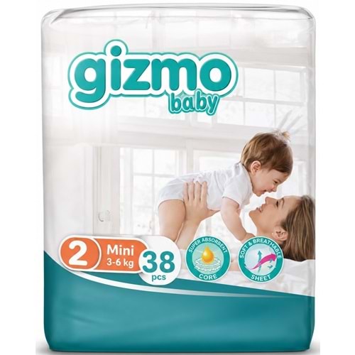 Gizmo Bebek Bezi 2 Beden 3-6 KG Mini 38 Adet Ekonomik Pk
