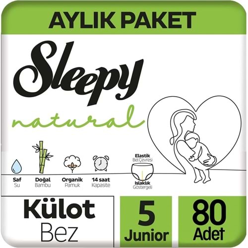 Sleepy Külot Bebek Bezi Natural 5 Beden 11-18 KG Junior 80 Adet Ultra Pk