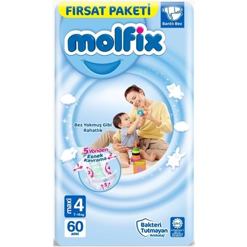 Molfix Bebek Bezi 4 Beden 7-14 KG Maxi 62 Adet Fırsat Pk