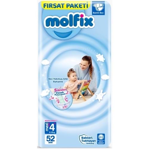Molfix Bebek Bezi 4+ Beden 9-16 KG Maxi Plus 52 Adet Fırsat Pk