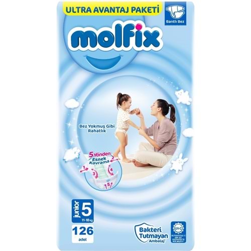 Molfix Bebek Bezi 5 Beden 11-18 KG Junior 126 Adet Ultra Avantaj Pk