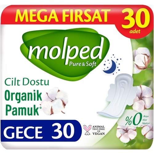 Molped Pure&Soft Hijyenik Ped Gece 30 Adet Mega Pk