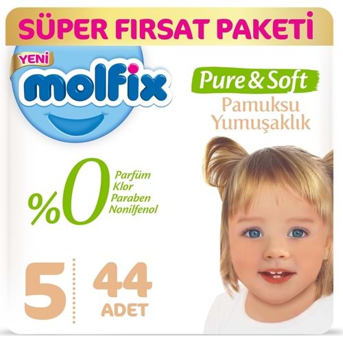 Molfix Pure&Soft Bebek Bezi 5 Beden 11-18 KG Junior 44 Adet Süper Fırsat Pk