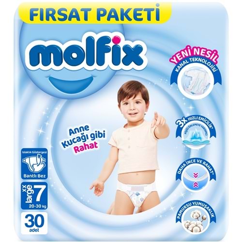 Molfix Bebek Bezi 7 Beden 20-30 KG XX Large 30 Adet Fırsat Pk