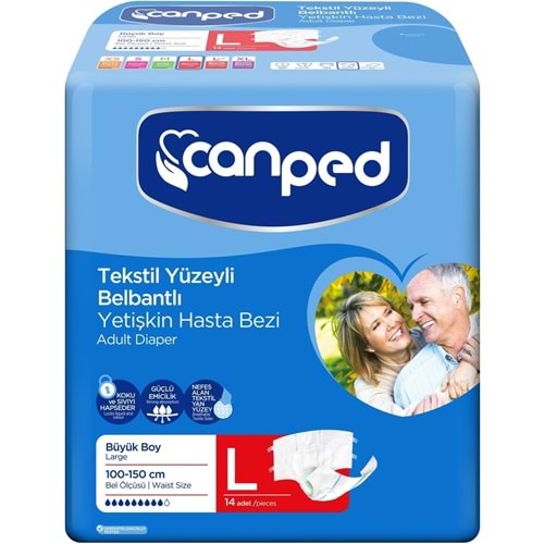 Canped Yetişkin Bezi Bel Bantlı Tekstil Yüzey L - Büyük - Large 14 Adet Tekli Pk
