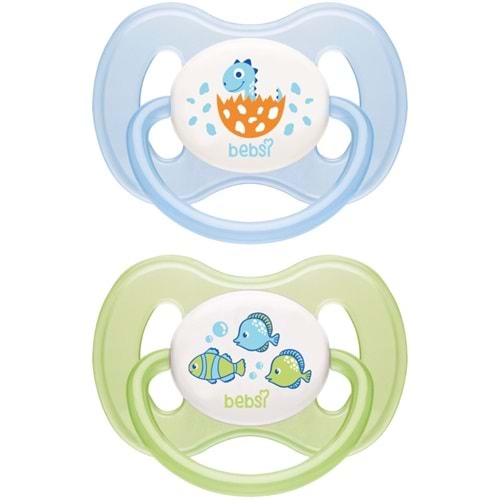 Bebsi Emzik Ortodontik Damaklı Kelebek No:1 Mavi-Yeşil (2 Li PK) Fırsat Pk