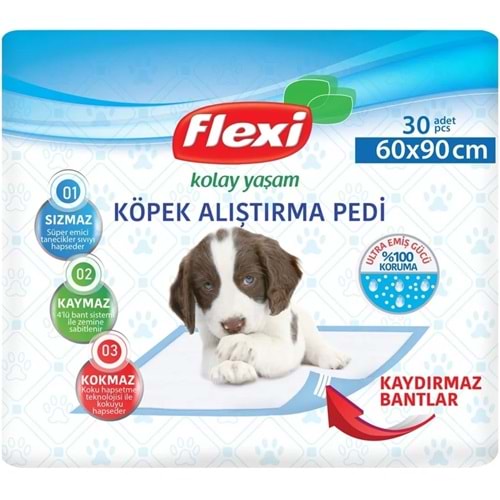 Flexi Evcil Hayvan Köpek Alıştırma Tuvalet Eğitim Pedi 60*90 CM 30 Adet Tekli Pk