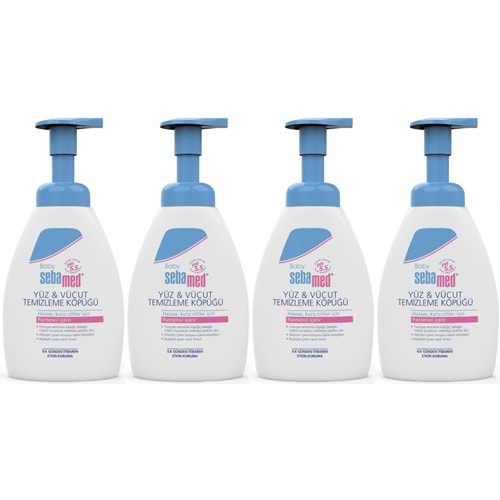 Sebamed Bebek Saç Yüz ve Vücut Köpüğü 400ML (pH 5.5 Yenidoğan Hassas Cilt) (4 Lü Set)