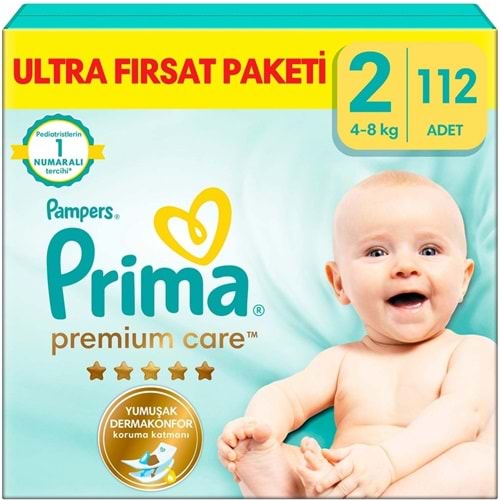 Prima Premium Care Bebek Bezi Beden:2 (4-8KG) Mini 112 Adet Utra Fırsat Pk