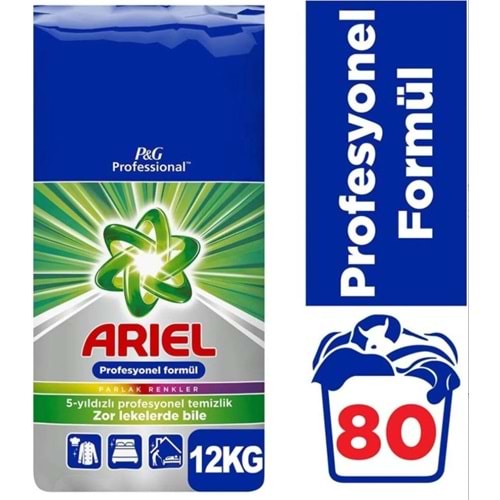 Ariel Matik Toz Çamaşır Deterjanı 12KG Parlak Renkler (80 Yıkama)