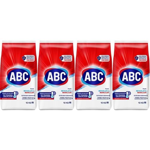 Abc Matik Toz Çamaşır Deterjanı 40KG (4PK*10KG) Klasik Beyazlar & Renkliler (264 Yıkama)