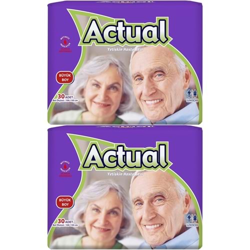 Actual Yetişkin Bezi Bel Bantlı L - Large - Büyük 60 Adet (2PK*30)